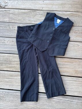 Monsoon Black and Blue Pinstripe Pants and Matching Vest Set